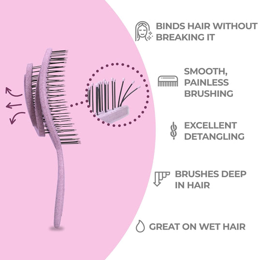 Detangling Hair Brush for Women & Men - Does Not Pull, Removes Tangles, Brushes for Straight, Curly & Wet Hair - Detangle Brush - Unique Spiral Hairbrush, Lilac