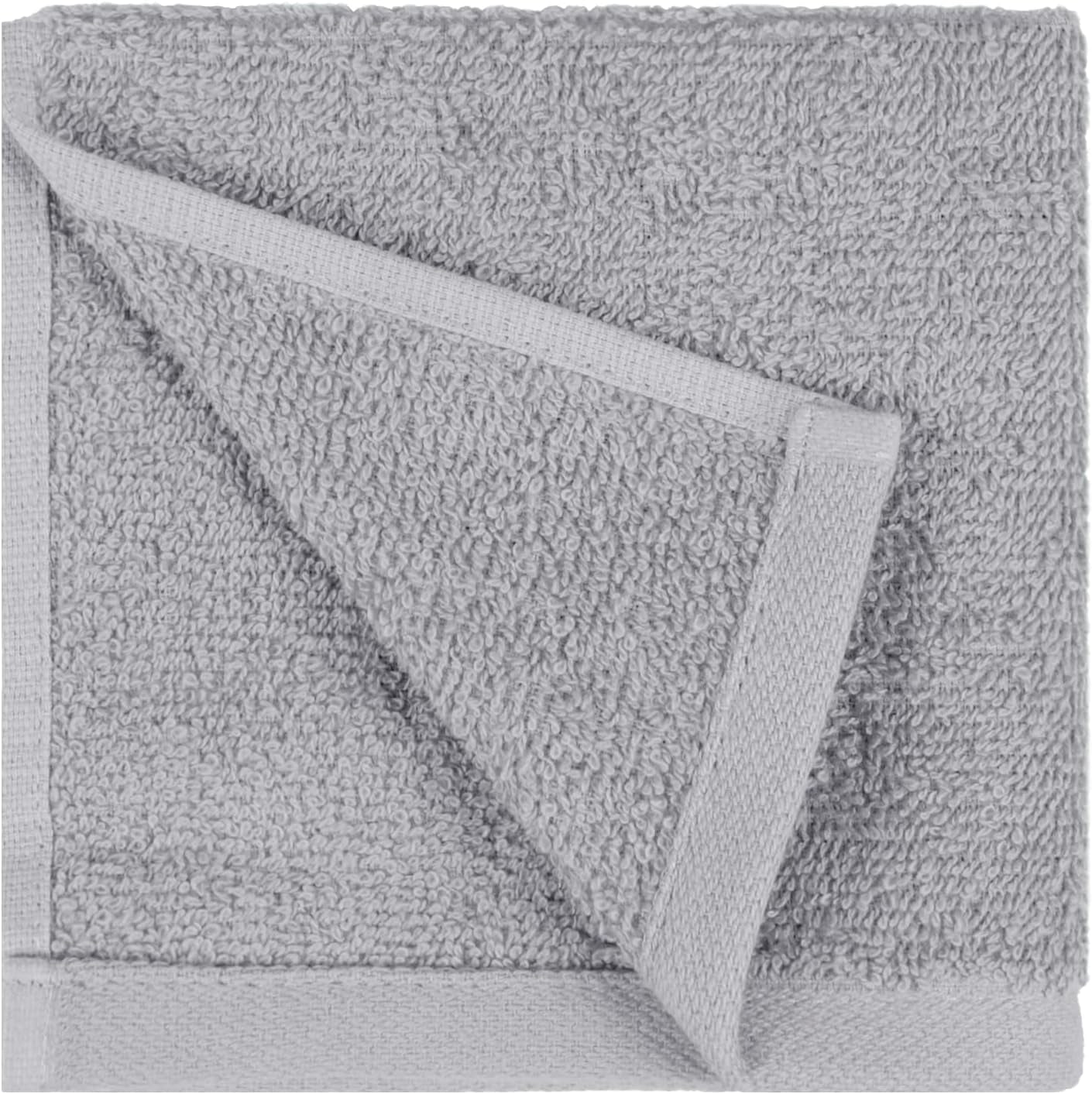 Face Towel Set for Bathroom, 100% Cotton Extra Absorbent Fast Drying Face Cloths 30 X 30 Cm, Grey, 12-Pack