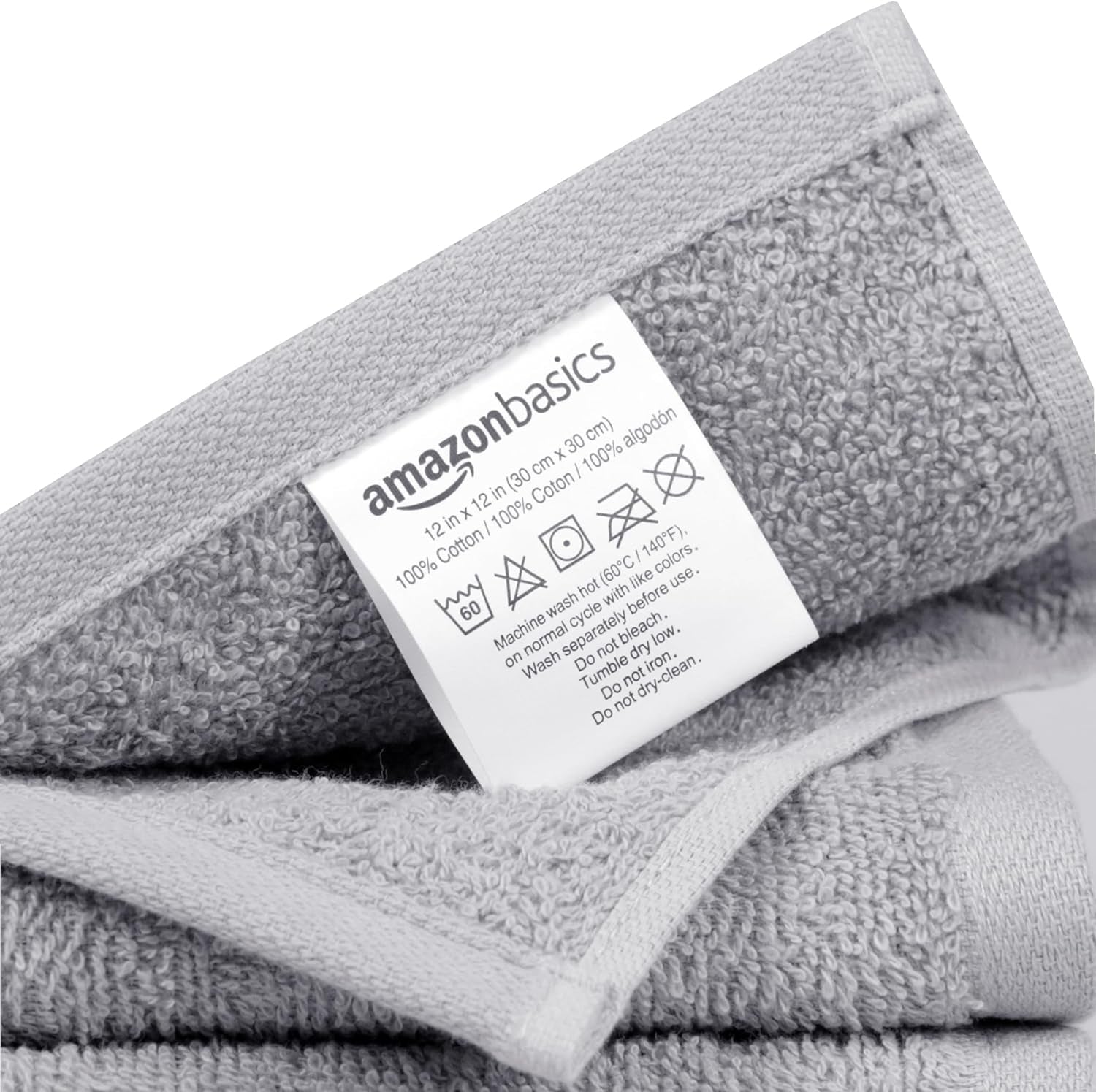 Face Towel Set for Bathroom, 100% Cotton Extra Absorbent Fast Drying Face Cloths 30 X 30 Cm, Grey, 12-Pack