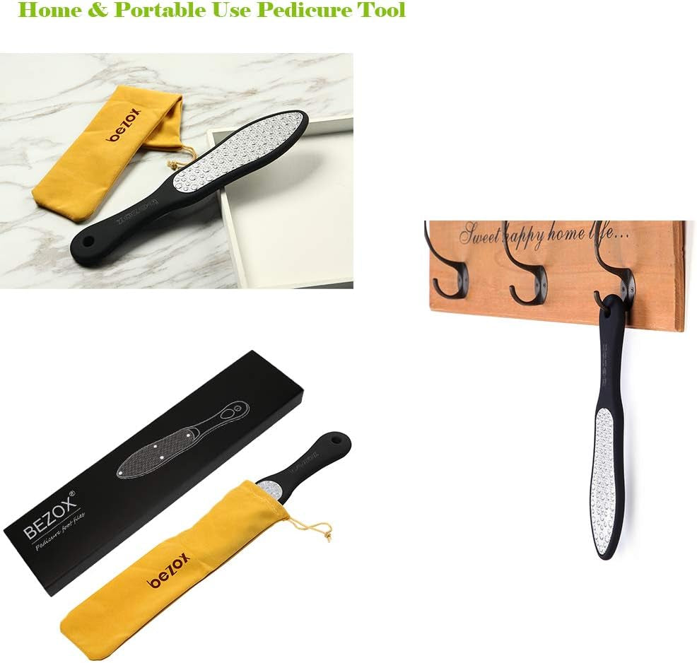 Premium Foot File, Double Side Pedicure Rasp, Dead Hard Cracked Skin Calluses Remover, Portable Foot Care Tool, Heavy Duty Stainless Steel (Soft Silicone Handle)