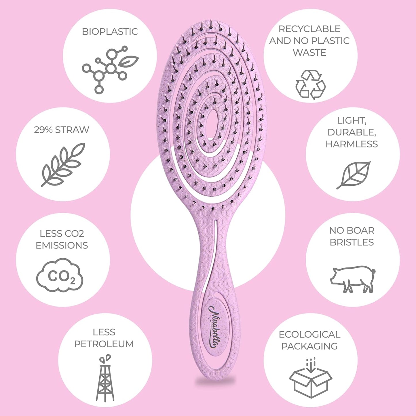 Detangling Hair Brush for Women & Men - Does Not Pull, Removes Tangles, Brushes for Straight, Curly & Wet Hair - Detangle Brush - Unique Spiral Hairbrush, Lilac