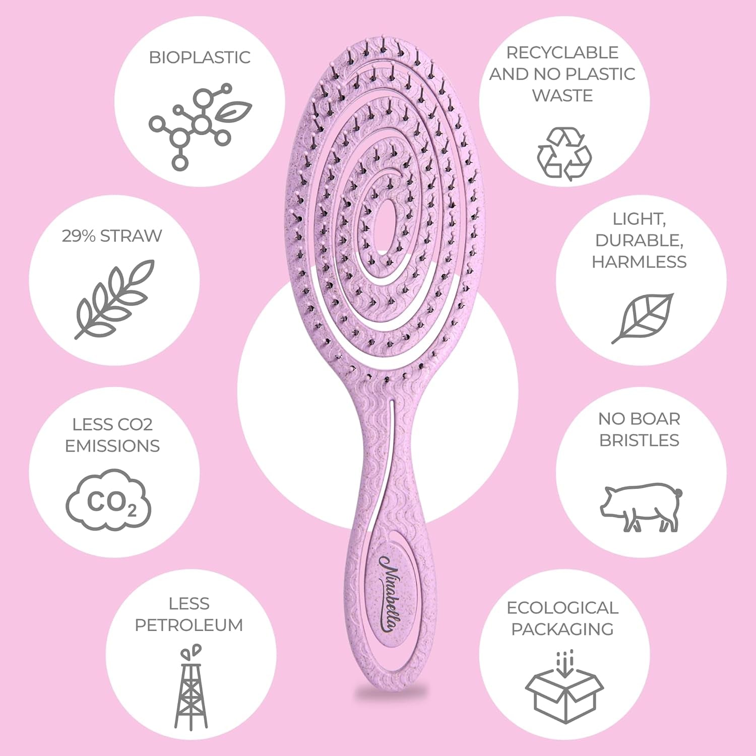 Detangling Hair Brush for Women & Men - Does Not Pull, Removes Tangles, Brushes for Straight, Curly & Wet Hair - Detangle Brush - Unique Spiral Hairbrush, Lilac