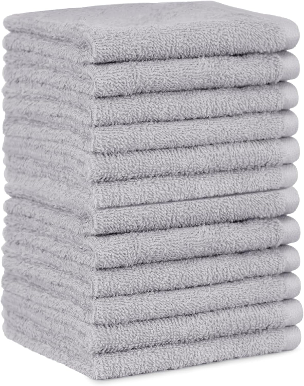 Face Towel Set for Bathroom, 100% Cotton Extra Absorbent Fast Drying Face Cloths 30 X 30 Cm, Grey, 12-Pack